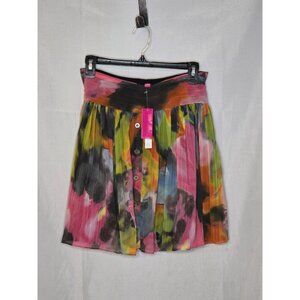 Walter Baker Chiffon Pleated Abstract Print Short Skirt Multicolor Size 2 NWT